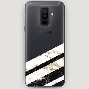 RosCase | Силиконовый чехол Черно-белый мрамор половинка на Samsung Galaxy A6 Plus (2018)