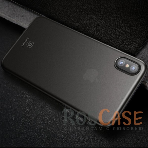 Изображение Черный / Transparent black Ультратонкий пластиковый защитный чехол-накладка Baseus Wing для Apple iPhone X (5.8")/XS (5.8")