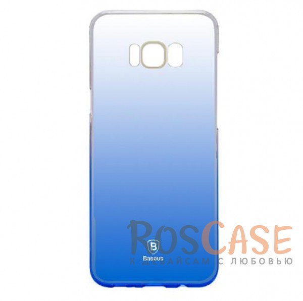 Фото Синий Блестящая прозрачная накладка Baseus Glaze Ultrathin из тонкого пластика с бензиновым отливом и градиентной расцветкой для Samsung G955 Galaxy S8 Plus
