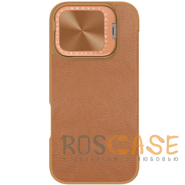 Фото Коричневый Nillkin Qin PROP | Чехол-книжка из Premium экокожи с защитой камеры для iPhone 16 Pro