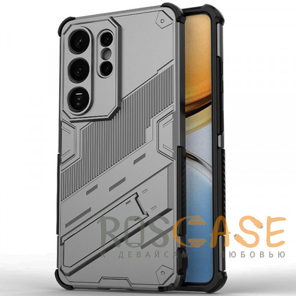 Фото Серый Megatron | Противоударный чехол-подставка для Samsung Galaxy S26 Ultra с защитой камеры