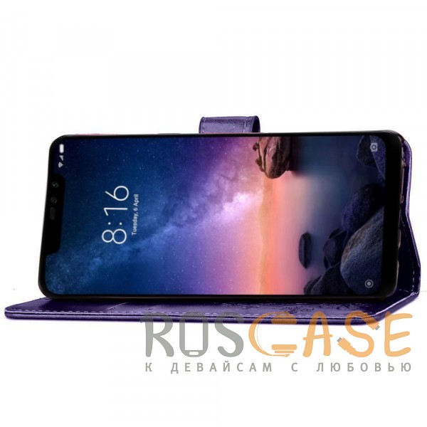 Фото Фиолетовый Чехол-книжка с узорами на магнитной застёжке для Xiaomi Redmi Note 6 Pro