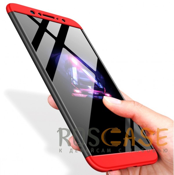 Изображение Черный / Красный GKK LikGus 360° | Двухсторонний чехол для Asus Zenfone Max Pro M1 (ZB601KL / ZB602KL) с защитными вставками