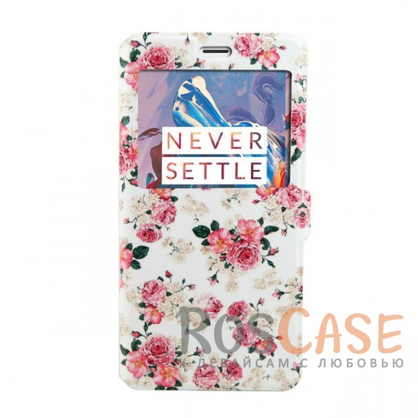 

Чехол-книжка с принтом и окошком для OnePlus 3 / OnePlus 3T (Розы)