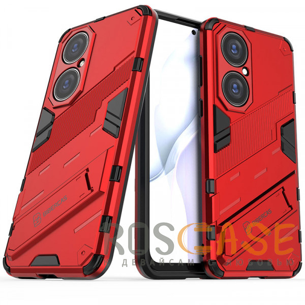Изображение Красный Megatron | Противоударный чехол-подставка для Huawei P50 / P50E с защитой камеры