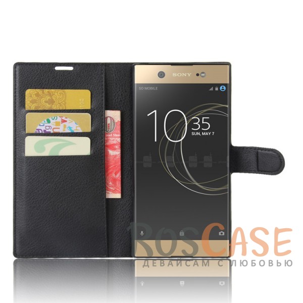 Фото Черный Wallet | Кожаный чехол-кошелек с внутренними карманами для Sony Xperia XA / XA Dual