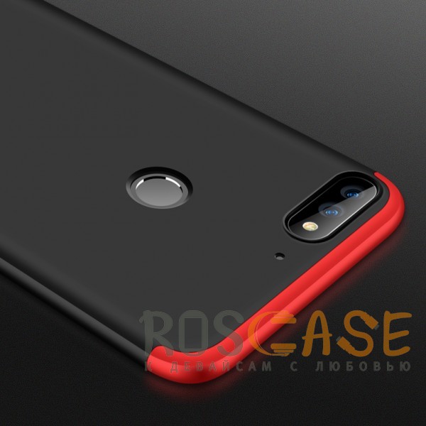 Изображение Черный / Красный GKK LikGus 360° | Двухсторонний чехол для Huawei Y7 Prime (2018) / Honor 7C pro с защитными вставками