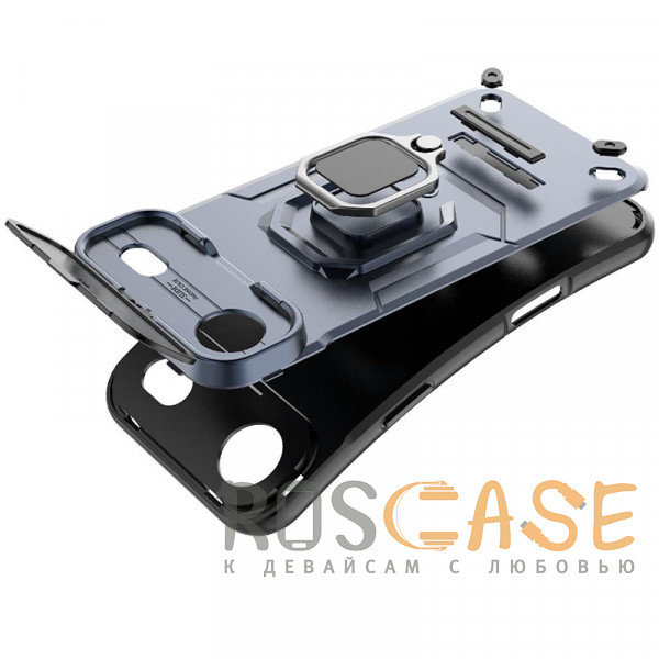 Фото Темно-синий Transformer Ring Holder | Противоударный чехол с кольцом и шторкой камеры для iPhone 17 Air