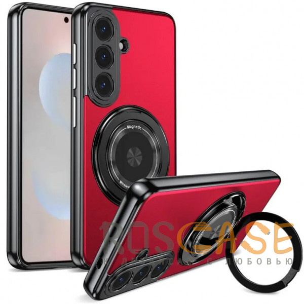 Фото Красный Чехол с кольцом Magsafe и алюминиевой вставкой для Samsung Galaxy S26 Plus