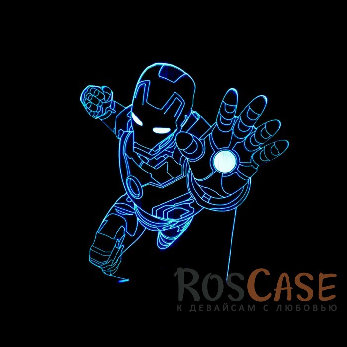 Фото Светодиодный 3D светильник-ночник с проекцией объемного изображения "Iron Man"