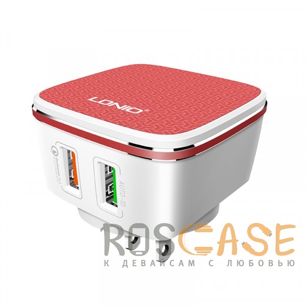 Фото Белый / Красный LDNIO A2405Q | Сетевое зарядное устройство (2USB, 4.2A) с кабелем MicroUSB в комплекте