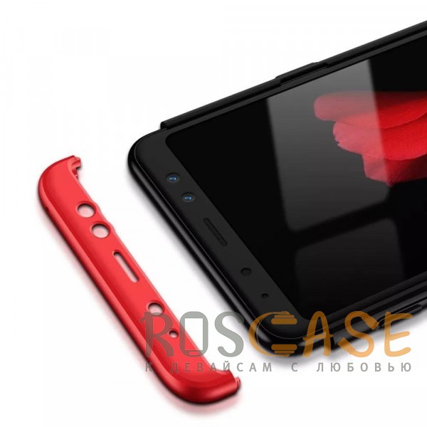 Фото Черный / Красный GKK LikGus 360° | Двухсторонний чехол для Samsung A730 Galaxy A8+ (2018) с защитными вставками