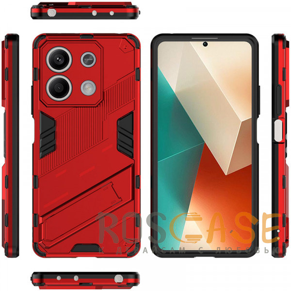 Изображение Красный Megatron | Противоударный чехол-подставка для Xiaomi Redmi Note 13 5G с защитой камеры