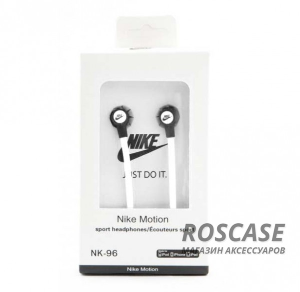 Фото Белый / Черный Вакуумные наушники Nike NK-96 с плоским проводом