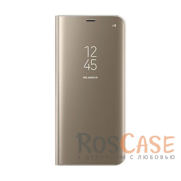 Фото Золотой Оригинальный чехол-книжка Clear View Standing Cover с прозрачной обложкой и интерактивным дисплеем для Samsung G955 Galaxy S8 Plus (реплика)