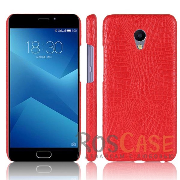 

Стильный защитный чехол-накладка с текстурой крокодиловой кожи для Meizu M5 Note (Красный)