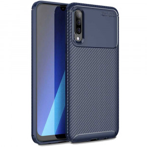 Силиконовый матовый чехол с текстурой Карбон для Samsung Galaxy A70 (A705F)