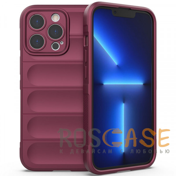 Фото Бордовый Flex Silicone | Противоударный чехол для iPhone 13 Pro с защитой камеры и микрофиброй