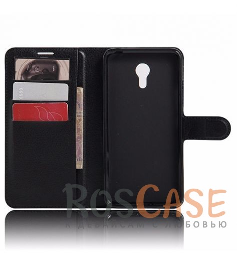 Изображение Черный Wallet | Кожаный чехол-кошелек с внутренними карманами для Meizu M3 Note