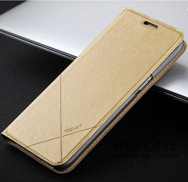 Фото Золотой Текстурный кожаный чехол-книжка Msvii с геометрическим узором и функцией подставки для Samsung G935F Galaxy S7 Edge