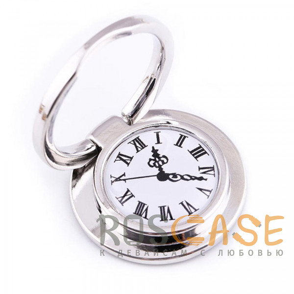 Фото Серебряный Универсальный магнитный держатель с кольцом для телефона "Часы"