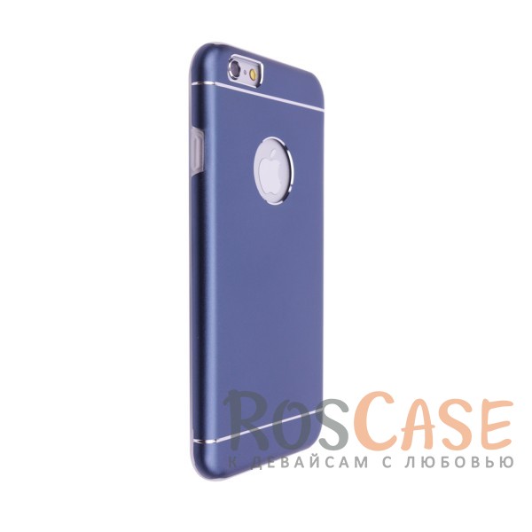 Фото Синий Тонкий двухслойный алюминиевый чехол с хромированными вставками и защитой кнопок для Apple iPhone 6/6s (4.7")