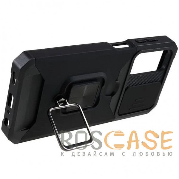 Фотография Черный Multi Case | Чехол с кольцом, отделением для карты и шторкой камеры для Samsung Galaxy A24 4G