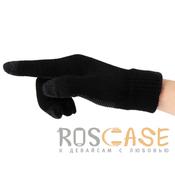 Фотография Черный Warm caress | Емкостные перчатки утепленные (нескользящие)