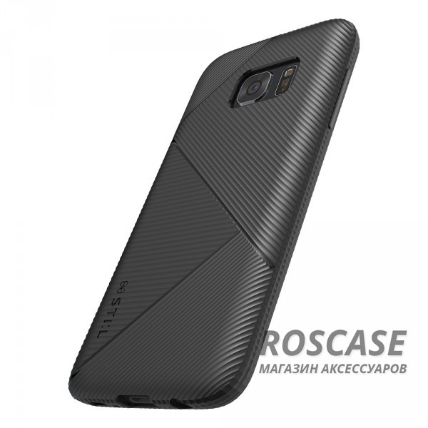Фото Черный Гибкий силиконовый чехол STIL Stone Edge с фактурным треугольным узором и рельефными гранями для Samsung G930F Galaxy S7