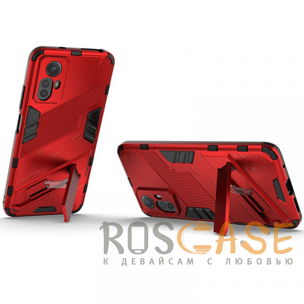 Фотография Красный Megatron | Противоударный чехол-подставка для Xiaomi Redmi Note 12s 4G с защитой камеры