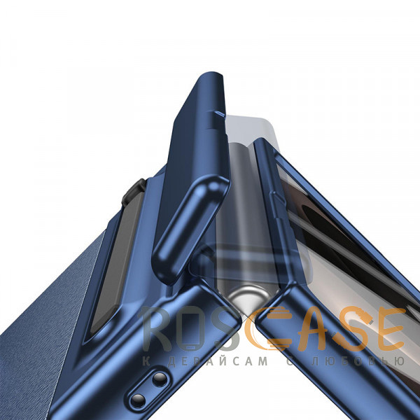 Изображение Темно-синий Чехол 3D с кожаной вставкой и стилусом для Samsung Galaxy Z Fold 8