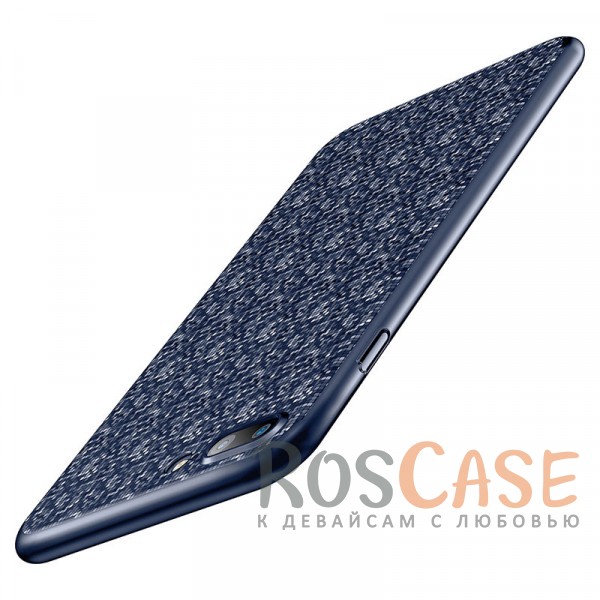 Фотография Синий Стильный защитный чехол-накладка Baseus Plaid с уникальным дизайном для Apple iPhone 7 plus / 8 plus (5.5")