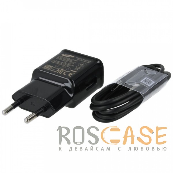 Фотография Черный Samsung | Сетевое зарядное устройство Fast Travel Charger 1 USB 2A + кабель microUSB (100 см)