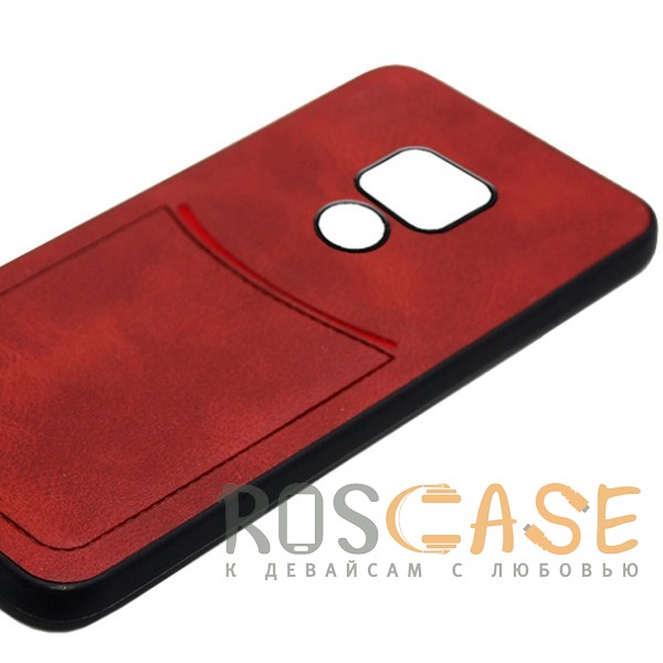 Фото Красный ILEVEL | Чехол с кожаным покрытием и с карманом-визитницей для Huawei Mate 20