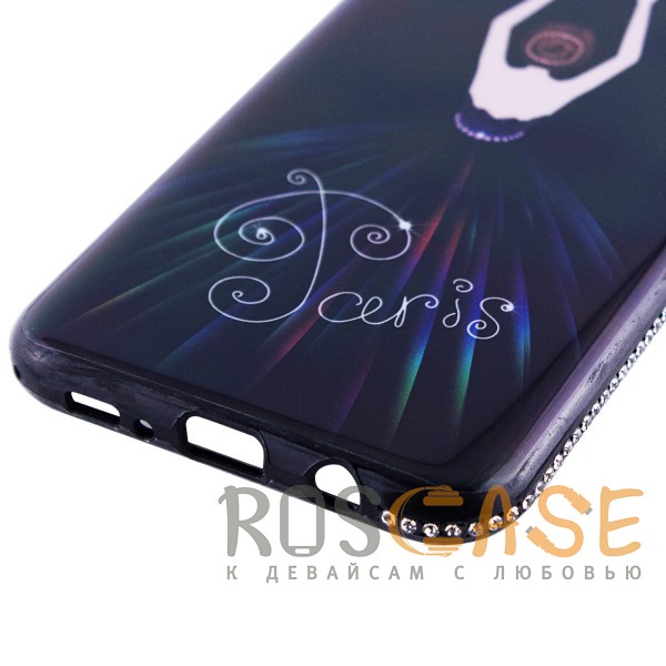 Изображение Черный / Сердце Magic Girl | Глянцевый чехол с элегантным принтом и стразами для Samsung G950 Galaxy S8