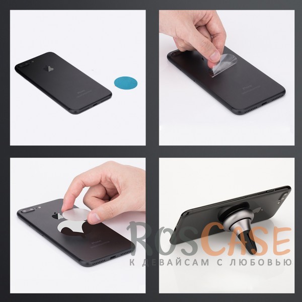 Изображение Серый / Grey Универсальный магнитный держатель Rock Air Vent для смартфонов (Version D)