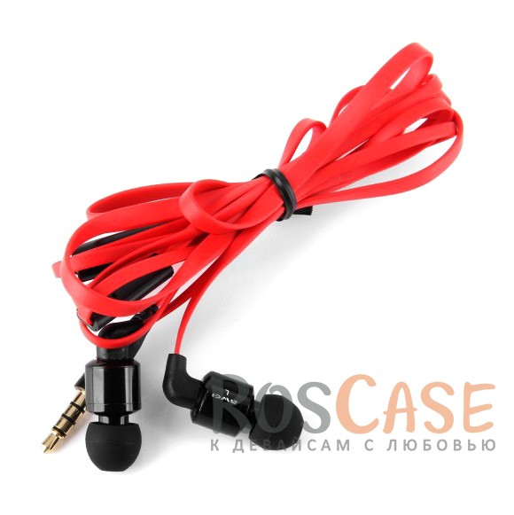 Фотография Красный Модные вакуумные наушники AWEI ES600i с плоским кабелем и микрофоном