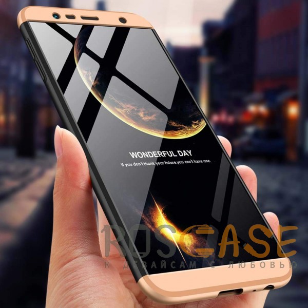 Фото Черный / Золотой GKK LikGus 360° | Двухсторонний чехол для Samsung Galaxy J4 Plus (2018) с защитными вставками
