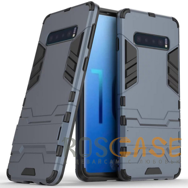 Фотография Синий Transformer | Противоударный чехол-подставка для Samsung Galaxy S10 с мощной защитой корпуса
