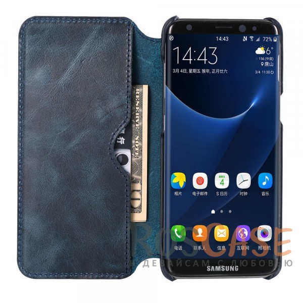 Фотография Темно-синий Кожаный чехол-книжка для Samsung G950 Galaxy S8 с внутренним карманом