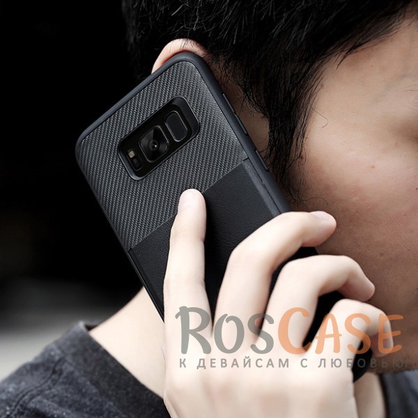 Фотография Черный силиконовый чехол с карманом для визиток для Samsung G955 Galaxy S8 Plus