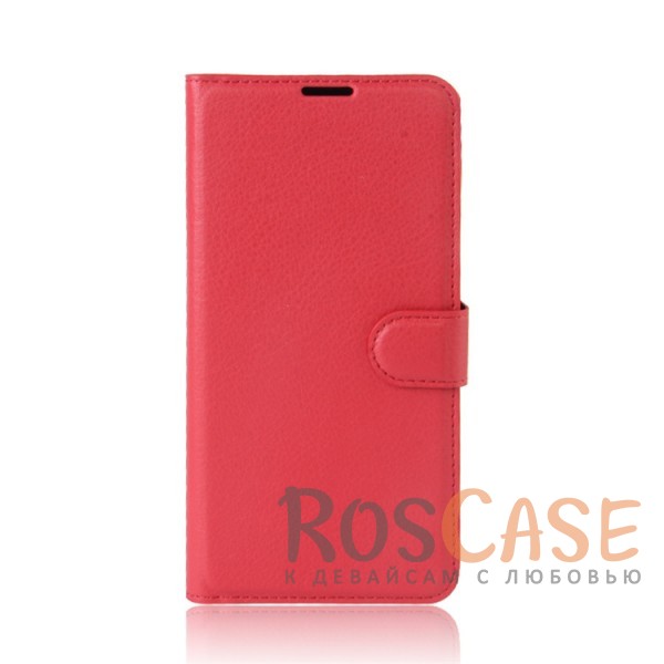 Фото Красный Кожаный чехол бумажник с магнитом и с функцией подставки для Meizu M5c