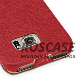Фотография Красный / Red TETDED натур. кожа | Чехол-флип для Samsung G925F Galaxy S6 Edge