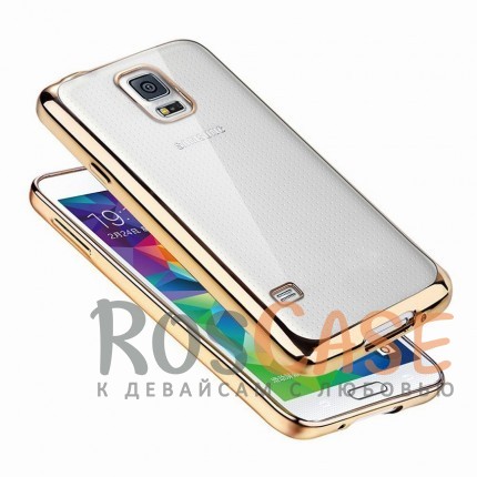 Фото Золотой Силиконовый чехол для Samsung G900 Galaxy S5 с глянцевой окантовкой