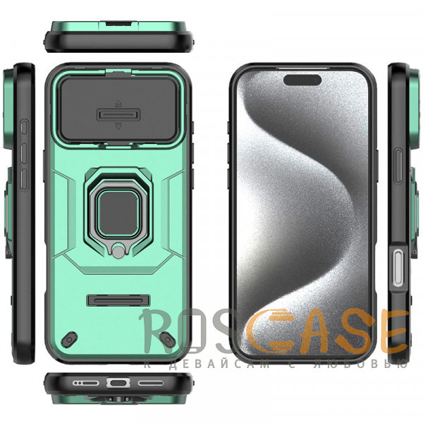 Изображение Зеленый Transformer Ring Holder | Противоударный чехол с кольцом и шторкой камеры для iPhone 17 Pro Max