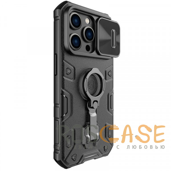 Фотография Черный Nillkin CamShield Armor Magnetic | Противоударный чехол для магнитной зарядки с кольцом для iPhone 14 Pro Max с защитой камеры