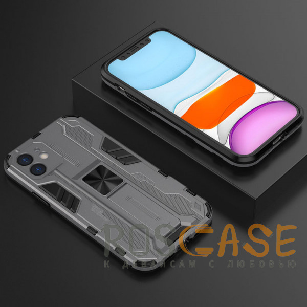 Изображение Серый Galvatron | Противоударный чехол-подставка для iPhone 11 с защитой камеры