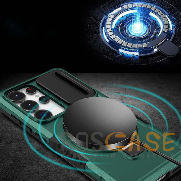 Фотография Темно-зеленый CamShield MagSafe | Противоударный чехол для Samsung Galaxy S25 Ultra со шторкой для камеры