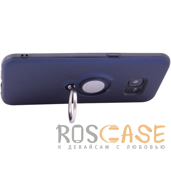 Изображение Синий Deen | Матовый чехол для Samsung G935F Galaxy S7 Edge с креплением под магнитный держатель и кольцом-подставкой