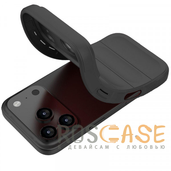 Фотография Черный Flex Silicone | Противоударный чехол для iPhone 17 Pro с защитой камеры и микрофиброй